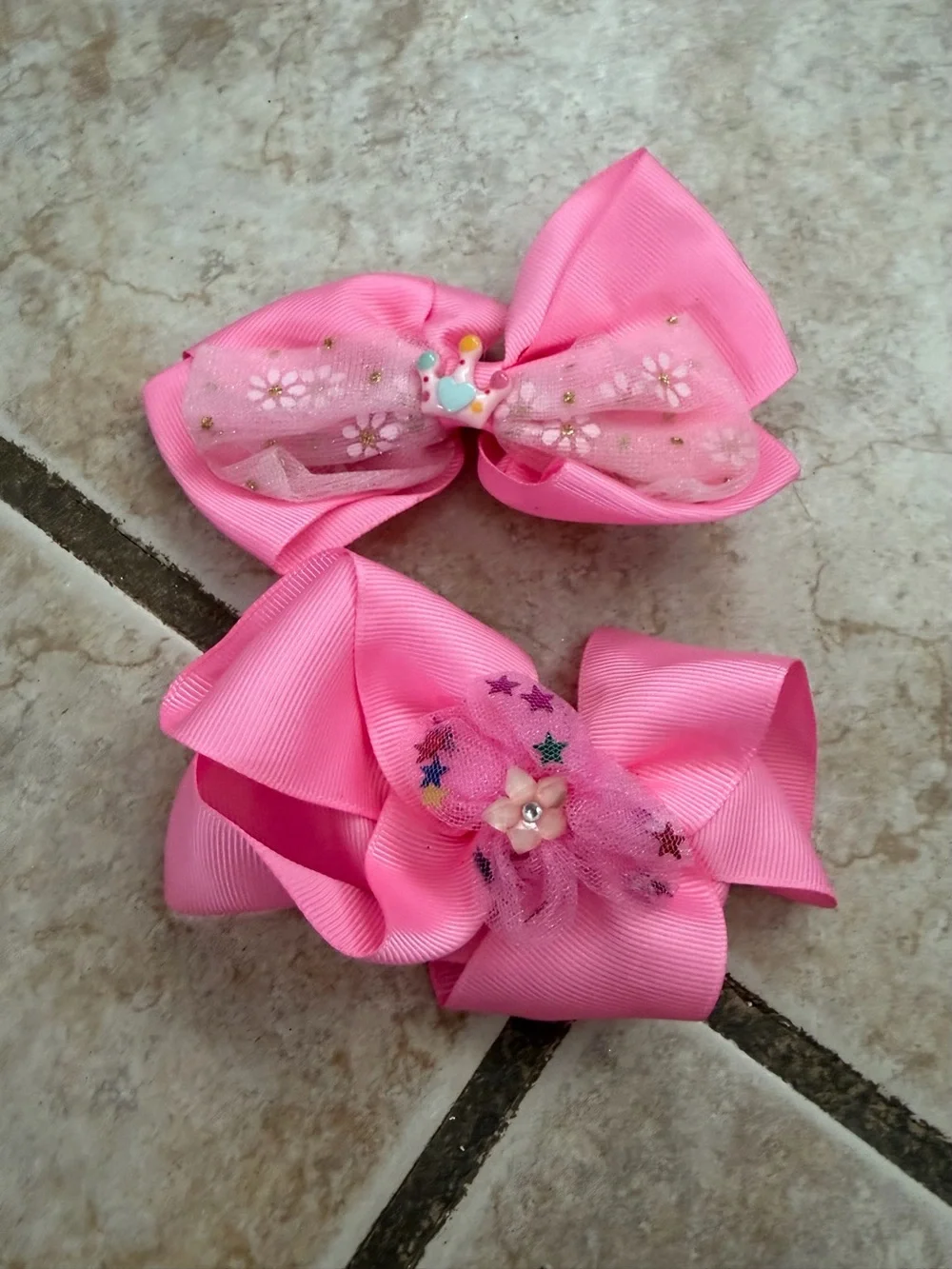 Girls Pink Decorative Hair Bows - Kids Accessories